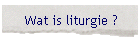Wat is liturgie ?