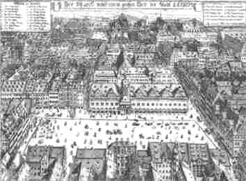 zicht op Leipzig (grote markt met raadhuis)